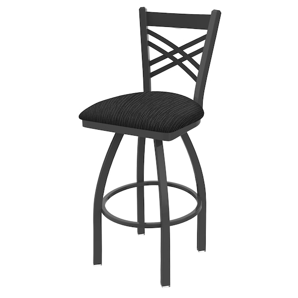 25" Swivel Counter Stool, Pewter Finish, Graph Coal Seat